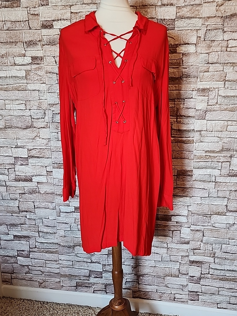 1 State Lace Up   Red Dress